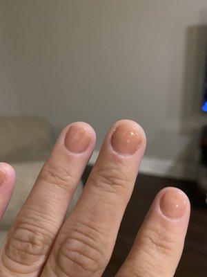 Gel over residue, and cuticles still needing to be cut