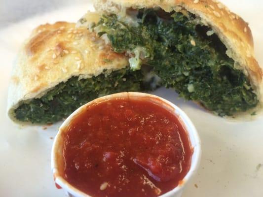 Spinach calzone.