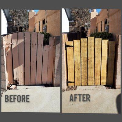 Out with the old, in with the new (yard gate)