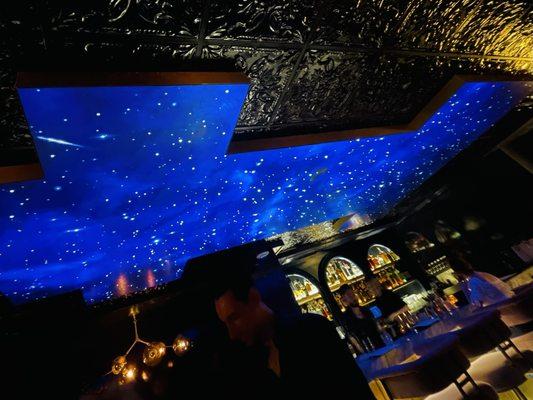 Animated shooting stars night sky ceiling