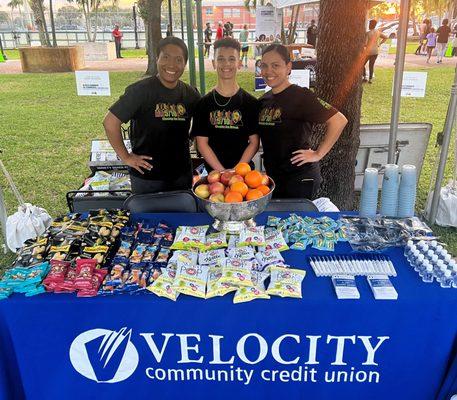 Velocity Community Credit Union supporting Palm Beach MLK 5K with snacks and refreshments as well as participating in the race!