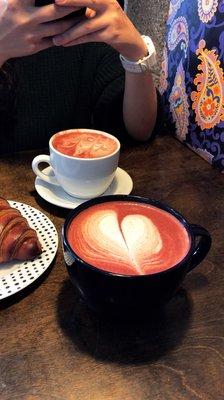 Red velvet latte and pumpkin butter croissant