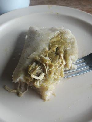 Green Chile chicken tamale de hoja de platano. Delicioso!