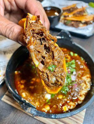 Birria Taco with Birria Ramen