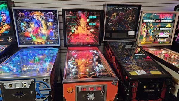 Pinball machines.