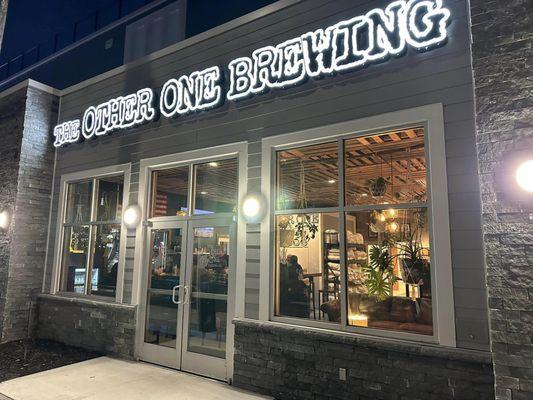 The front entrance to our brewery tasting room from the sidewalk on Coastal Ave