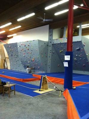 Three of the six bouldering walls at Freestone.