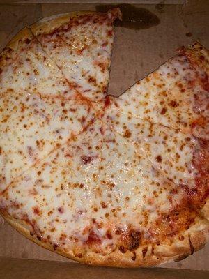 Classic $3.75 cheese pizza with .75 extra cheese