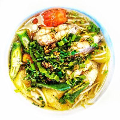 #60 Vietnamese sweet and sour soup with fish or shrimp $15.99