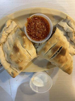 Calzone with meatballs