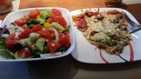 Salad & Double Cheese Family Style Pizza