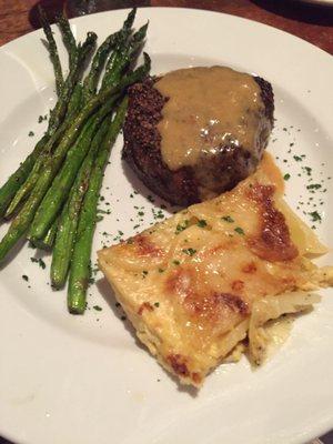 Filet au poivre. Substituted au gratin instead of fries. Delicious!