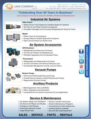 Air Compressor,Vacuum Pumps, Refrigerated Air Dryers and Ancillary Products