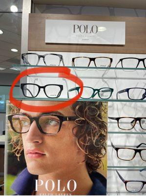 Be SURE to check that the glasses  on the display are actually the ones you see under the logo.