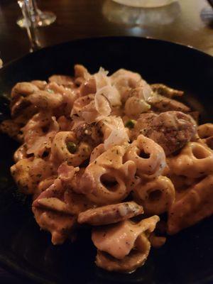 Chicken and sausage carbonara