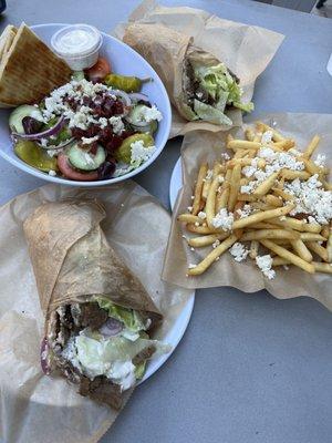 Greek Salad Gyro Pita Greek Fries