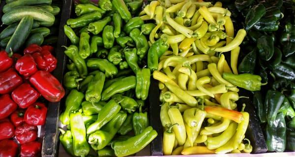 Peppers, Peppers and Peppers and some cucumbers....