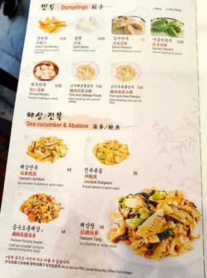 Dumpling menu! Highly recommend the fried dumplings