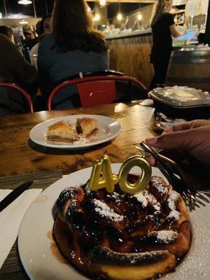 Cinnamon roll and baklava