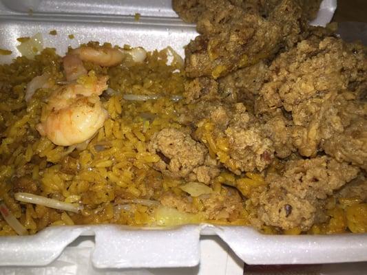 Fried Chicken Gizzards with Shrimp Fried Rice!