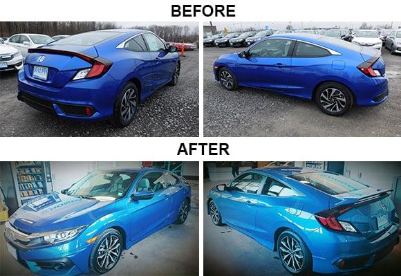 Before and after of the all-new 2016 Honda Civic Coupe with some nice accessories added!