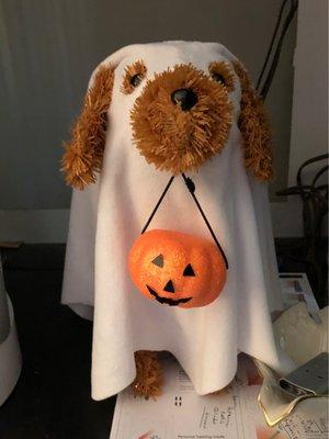 Cute Halloween golden doodle ghost