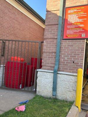 just what you want to see at the car wash.  underwear   laying around!