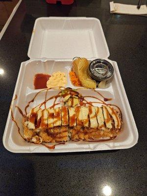 Chicken deep-fried Sinaloan-style sushi.