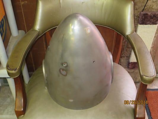 Propeller nose cone unpolished aluminum.