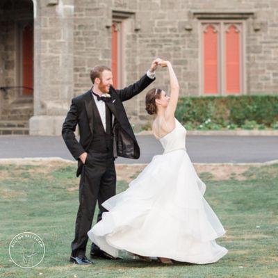 couple dancing at their wedding during photoshoot after taking private wedding dance lessons at Boston Ballroom