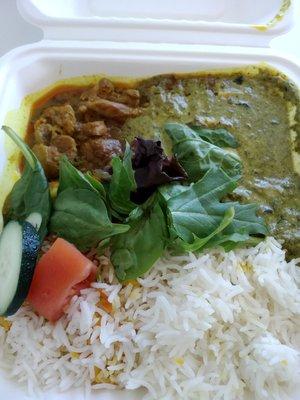 Palak paneer and chicken curry $8