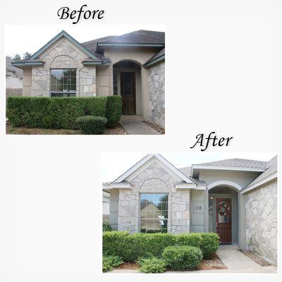 New trim paint, pressure-washed stone, and new numbers gave this home a fresh look.