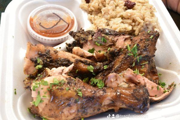 Jerk Chicken over rice & pea