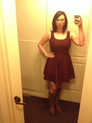 The lucky burgundy $39 dress.