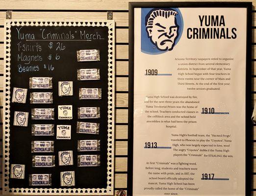 We sell Yuma Criminals Merchandise.