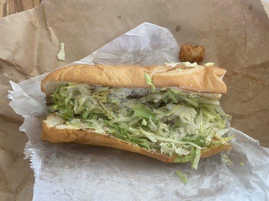 Sandwich size w tater tot for scale.