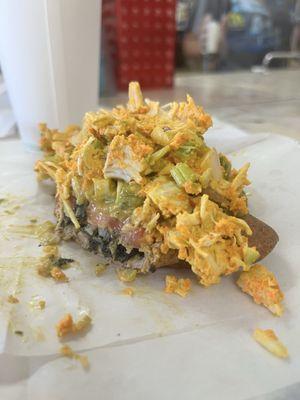 Spinach pie with tuna and avocado