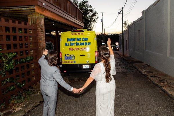 Animal House kindly picks up our two pooches after our wedding ceremony.