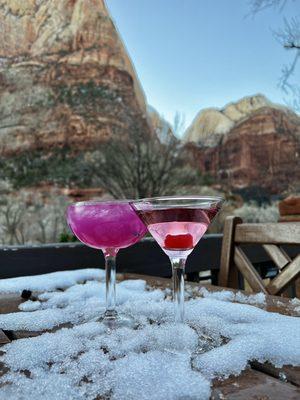 Prickly pear margarita & martini enjoyed on their beautiful patio.