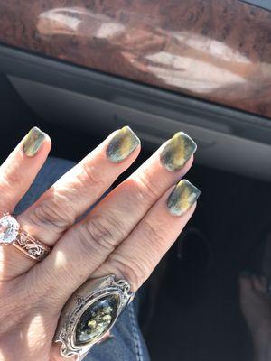 Green tiger eye nails