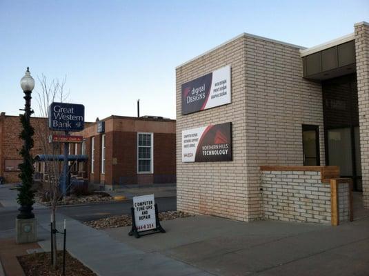 Northern Hills Technology in downtown Spearfish next to Great Western Bank.