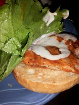 Buffalo chicken sandwich with blue cheese