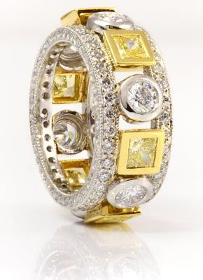 Canary Diamond and white diamond Platinum Band!