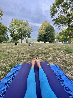 Outdoor yoga at Eagle Creek Park