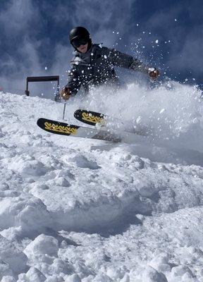 Me skiing on Bishop's Bowl