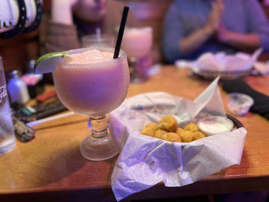 Raspberry frozen margarita / rattlesnake bites