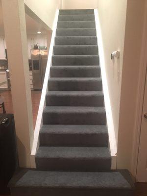 Beautiful carpet installed on and under our stairs.  Another project done!  Thanks All Pro Floors!