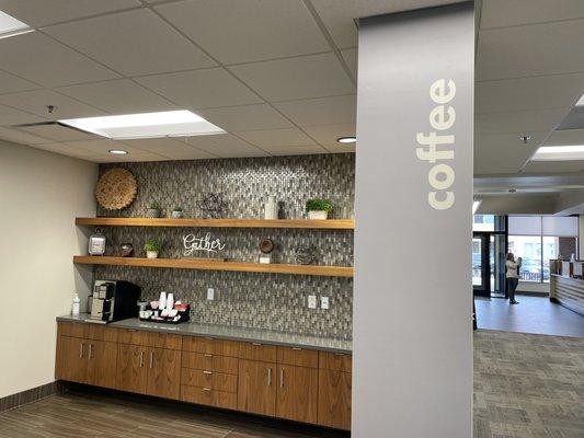 Coffee area at Home Bank Martinsville downtown location