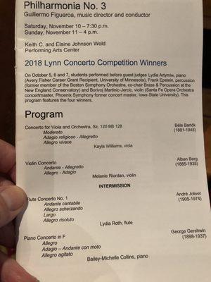 Today's Program. Winners of Concerto Competition.