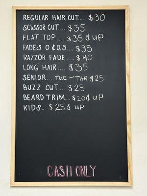 New prices at Burbank Barbershop since June 1st, 2023